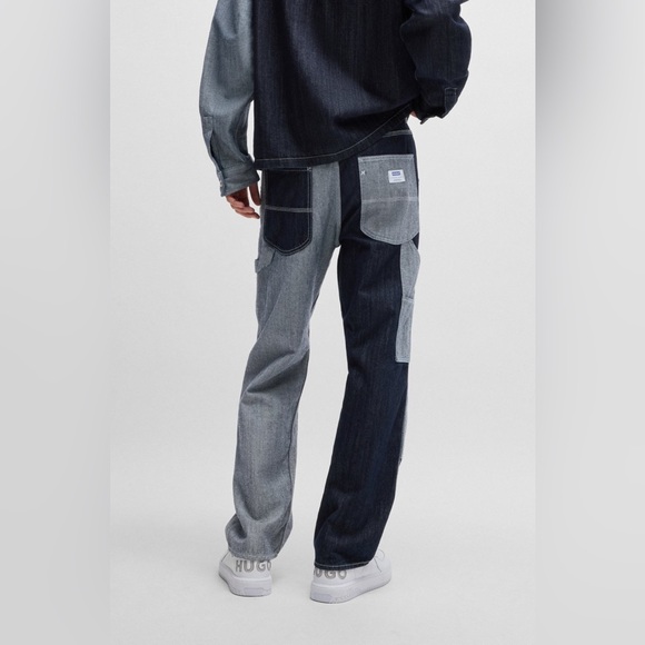 HUGO Mens Carpenter Style Jeans- Mixed Denim- 32x32 - Picture 3 of 12